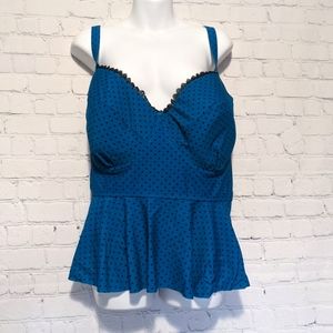 NWT Terra & Sky Women's Blue Polka Dot Swim Top